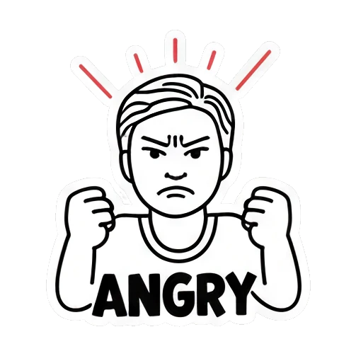 握拳愤怒表情 Keith Haring Style Boy sticker for expressive chats and social replies.