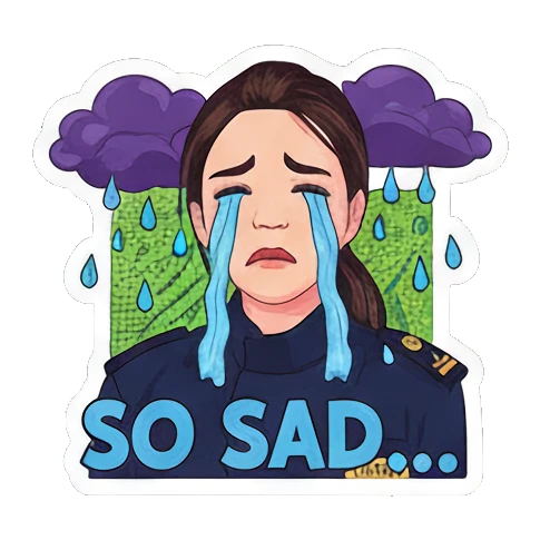 Female crying So Sad Vivid Pop Persona sticker for expressive chats and social replies.