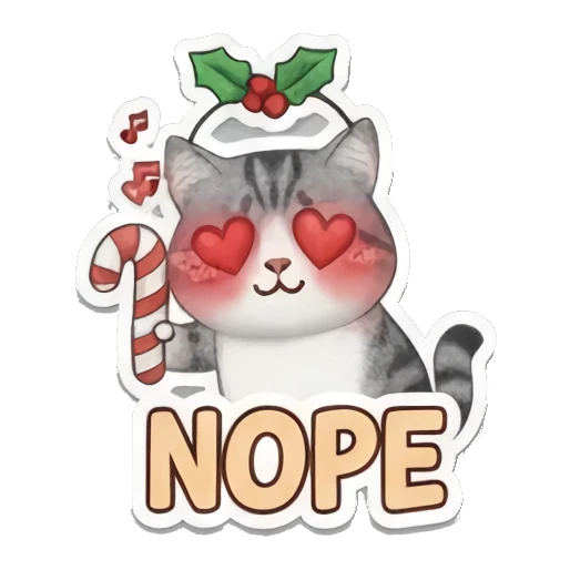 爱心眼猫咪说NOPE Kitty's Festive Feelings sticker for expressive chats and social replies.