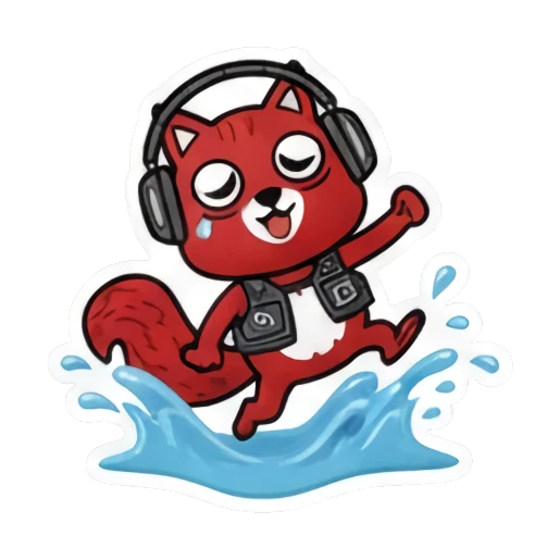 squirrel jumping in water Summer Red Squirrel Adventures sticker for expressive chats and social replies.