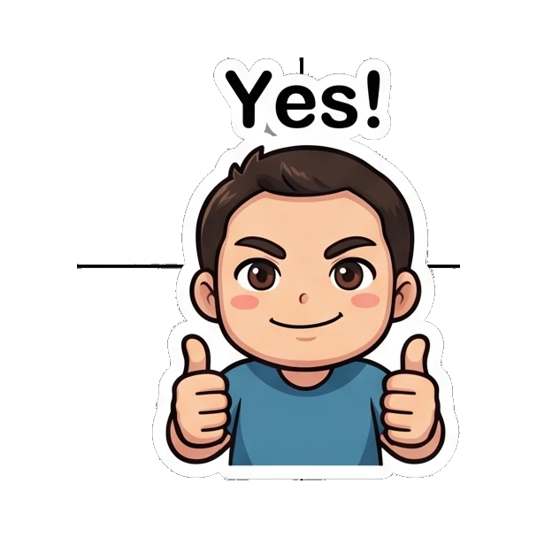 Boy smiling and giving a double thumbs-up. Cheerful Boy Daily Life sticker for expressive chats and social replies.