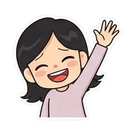 waving hello Cheerful Girl Daily Life sticker for expressive chats and social replies.