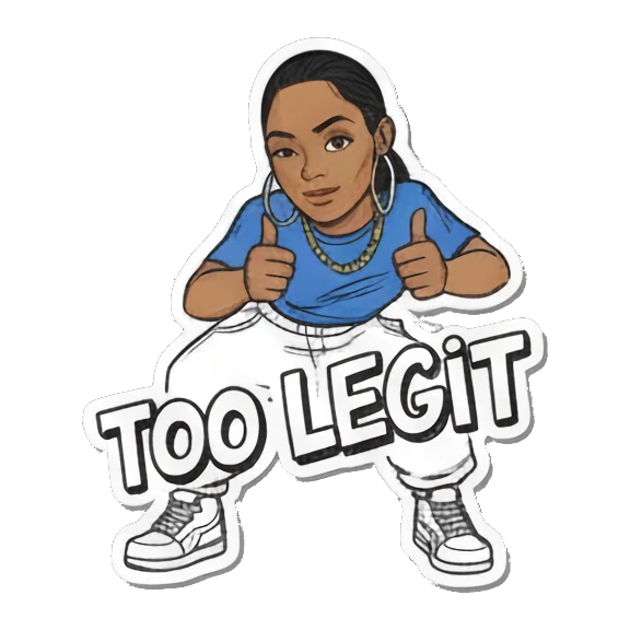 双手点赞表达TOO LEGIT Urban Diva Vibes sticker for expressive chats and social replies.