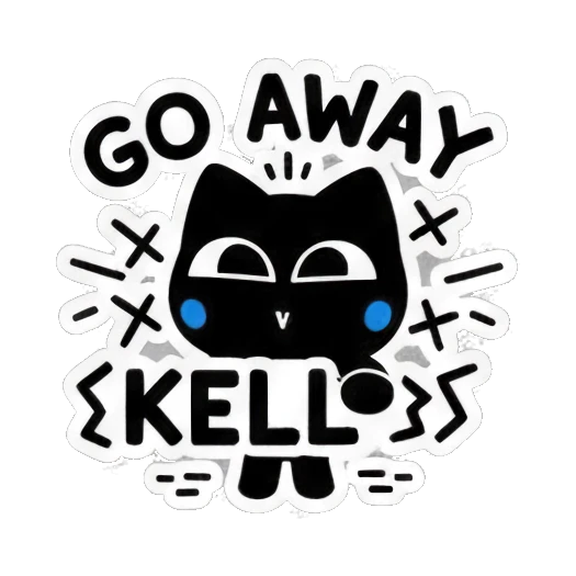黑猫感到酷炫 Keith Haring Style Black Cat sticker for expressive chats and social replies.