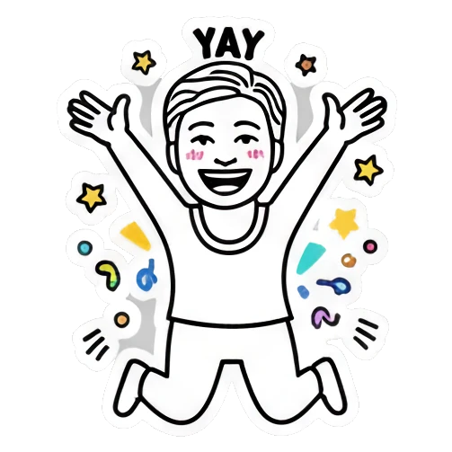 少年兴奋跳跃 Keith Haring Style Boy sticker for expressive chats and social replies.