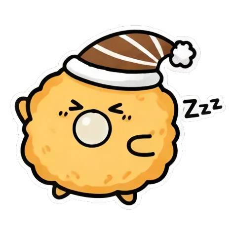 Sleeping soundly with a nightcap Fluffy Hat Creature Stickers sticker for expressive chats and social replies.