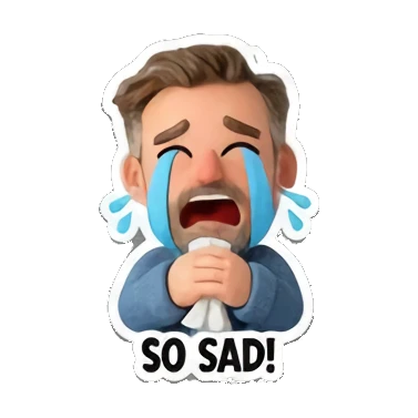 大叔伤心流泪 Cheerful Bearded Guy sticker for expressive chats and social replies.