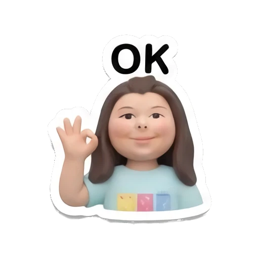 Cute girl making OK hand gesture with text OK Little Girl Daily Vibes sticker for expressive chats and social replies.