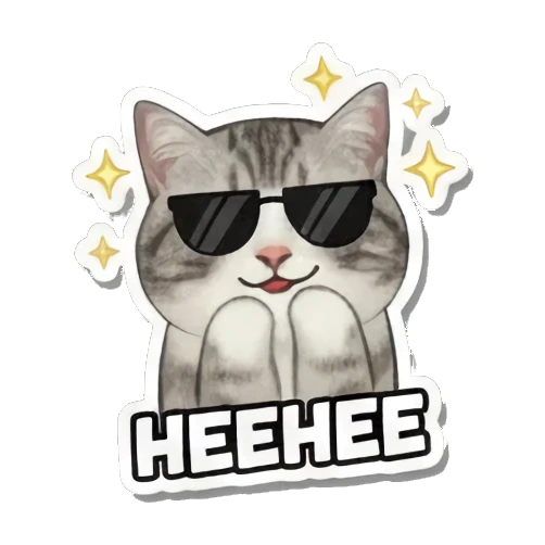 Cat ready to party (PARTY!). Cute Cat Expressions sticker for expressive chats and social replies.