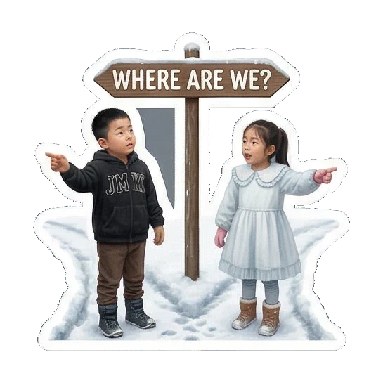 兄妹挥手告别 Winter Kids Duo sticker for expressive chats and social replies.