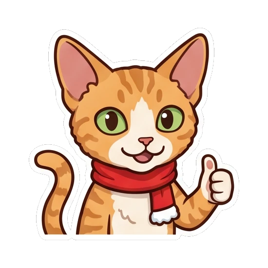 Ginger cat wearing a scarf giving a thumbs up Ginger Cat Holiday Joy sticker for expressive chats and social replies.