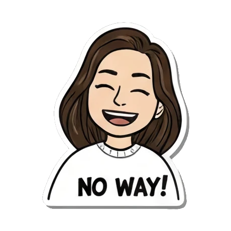 开心女孩说No Way Cartoon Girl Expressions sticker for expressive chats and social replies.