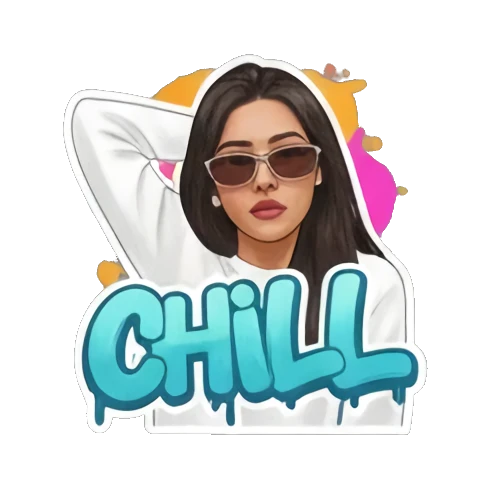 墨镜放松Chill Graffiti Girl Vibes sticker for expressive chats and social replies.