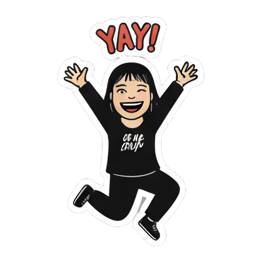 欢呼雀跃跳跃 Girl's Daily Moods sticker for expressive chats and social replies.