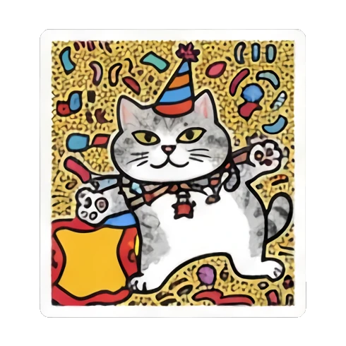 cat looking sleepy with text Pop Art Cat Vibes sticker for expressive chats and social replies.