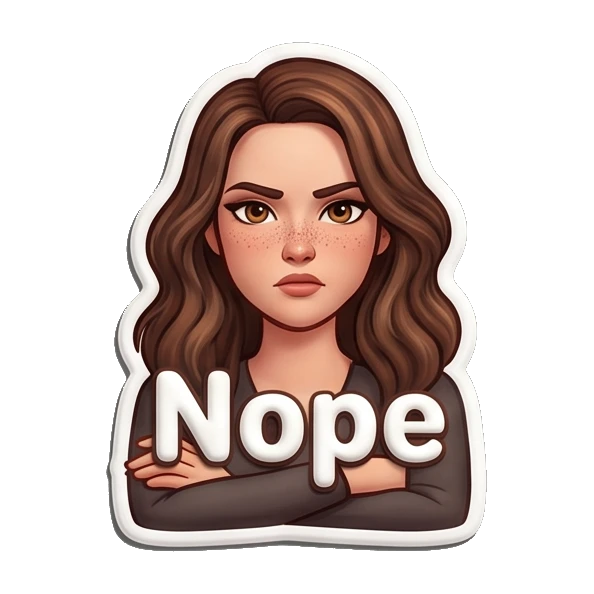 Happy girl giving a thumbs up saying Yes! Playful Brunette Expressions sticker for expressive chats and social replies.