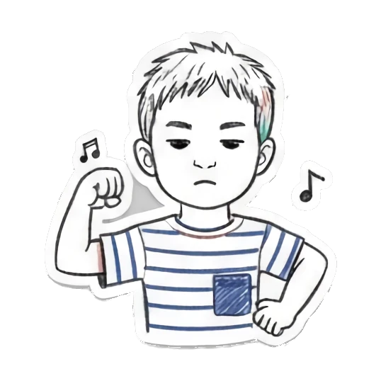 男孩竖拇指向下 Boy's Doodle Diary sticker for expressive chats and social replies.