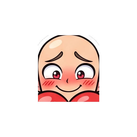 Bald boy holding a red heart Baldy Boy Daily Life sticker for expressive chats and social replies.