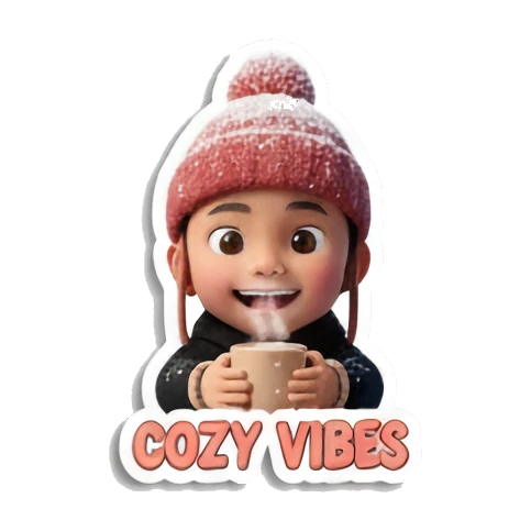 Boy in red hat holding warm mug, cozy vibes Winter Boy Adventures sticker for expressive chats and social replies.