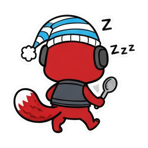 戴睡帽睡觉 Red Squirrel Rocker sticker for expressive chats and social replies.