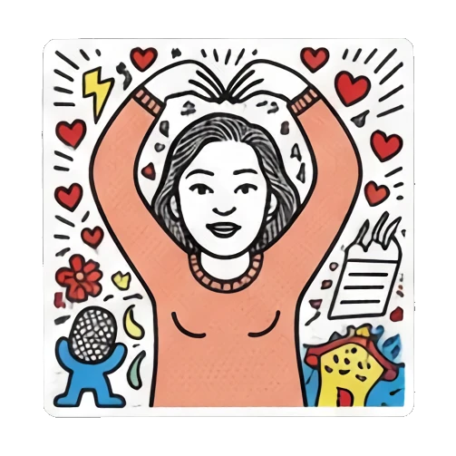 女孩头顶比心 Pop Art Girl Daily Vibes sticker for expressive chats and social replies.