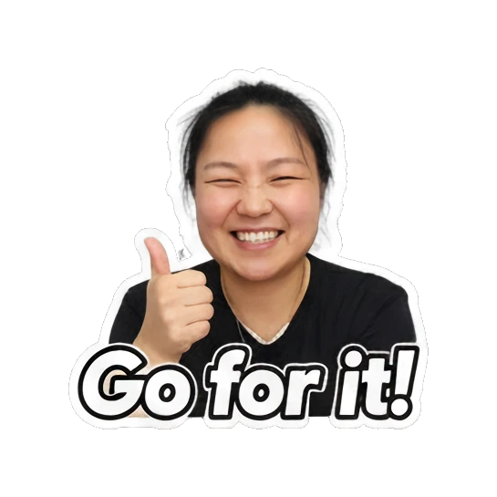 竖起大拇指点赞 Energetic Asian Girl Daily sticker for expressive chats and social replies.