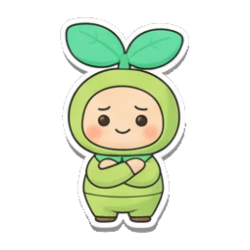 植物角色抱臂思考 Sproutling Emotions sticker for expressive chats and social replies.
