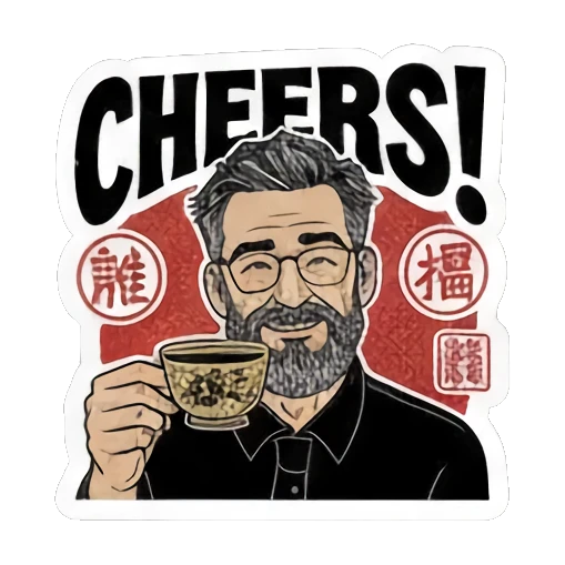 Bold lines, hatching details Ukiyo-e Man's Moods sticker for expressive chats and social replies.