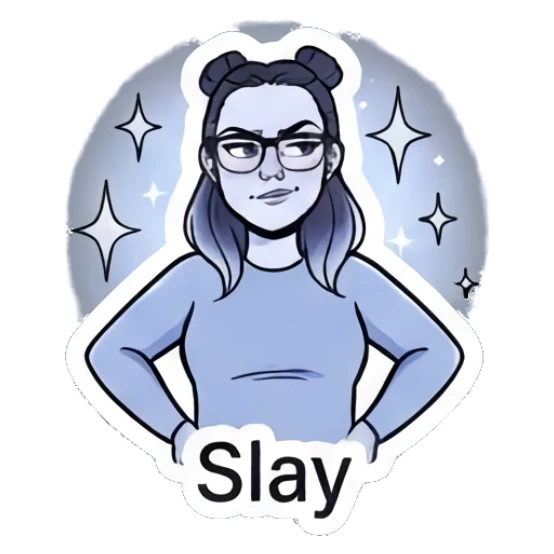 Confident girl with hands on hips saying Slay Modern Girl Daily Vibes sticker for expressive chats and social replies.