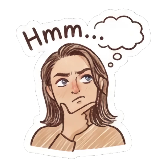 Girl thinking with a thoughtful expression Doodle Girl Daily Expressions sticker for expressive chats and social replies.