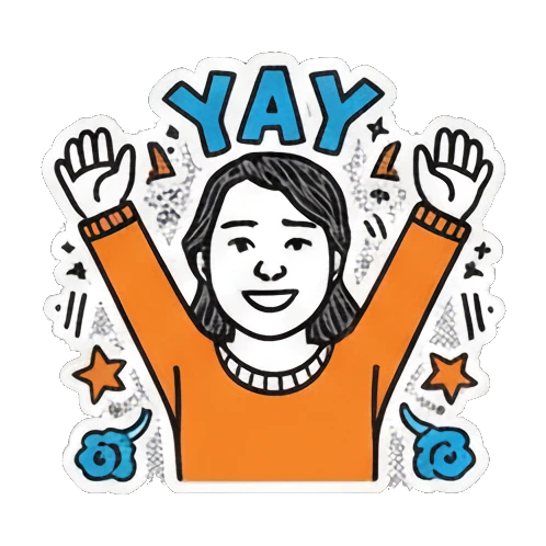 双手举起欢呼YAY Pop Art Girl Expressions sticker for expressive chats and social replies.