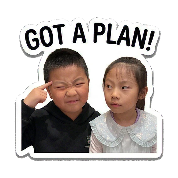 taking a group selfie Siblings Daily Life sticker for expressive chats and social replies.