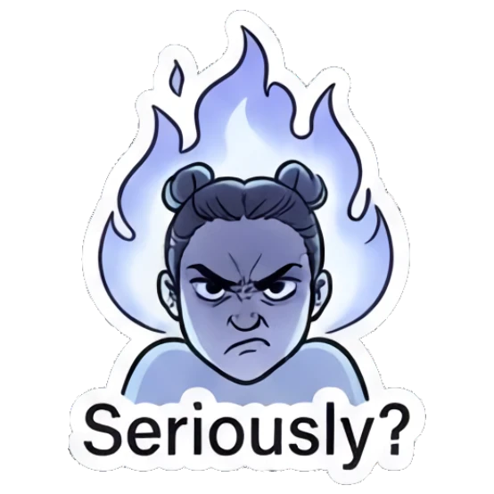 Angry girl with fire aura saying Seriously Modern Girl Daily Vibes sticker for expressive chats and social replies.