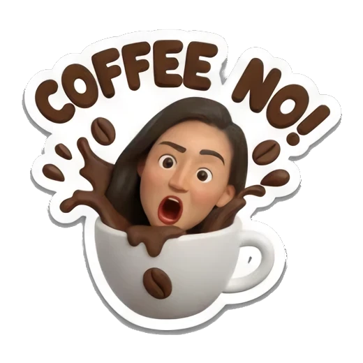 咖啡洒出的惊恐表情 Coffee Addict Girl sticker for expressive chats and social replies.