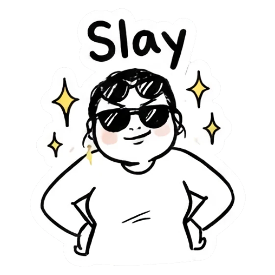 Girl wearing sunglasses looking cool and slaying Daily Doodle Girl sticker for expressive chats and social replies.