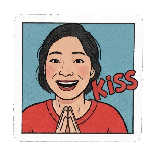 woman blowing kiss Retro Comic Daily Expressions sticker for expressive chats and social replies.
