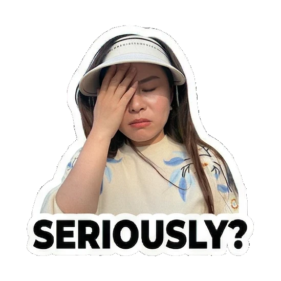 女士捂脸惊讶问SERIOUSLY? Lively Lady's Expressive Moments sticker for expressive chats and social replies.