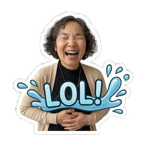 Mother laughing out loud Cheerful Grandma Daily Life sticker for expressive chats and social replies.