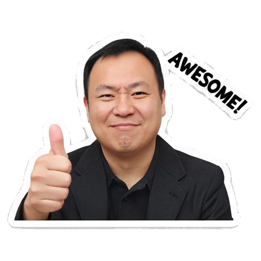 Professional man giving a thumbs up with AWESOME text Professional Office Man Daily sticker for expressive chats and social replies.