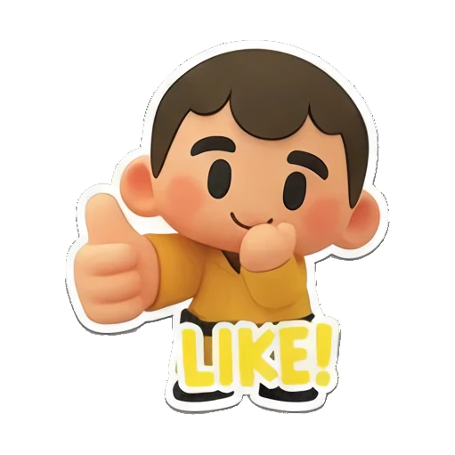 6. Boy giving a thumbs up with Like text. Cheerful Yellow Boy Adventures sticker for expressive chats and social replies.