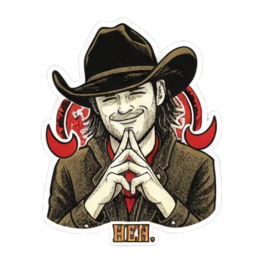 Food-ready cowboy Vintage Cowboy Reactions sticker for expressive chats and social replies.