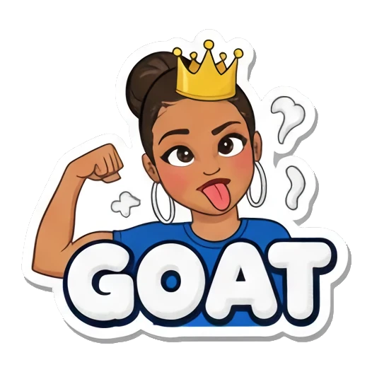 戴皇冠的GOAT女孩 Sassy Girl Slang sticker for expressive chats and social replies.