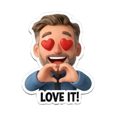 大叔比心示爱 Cheerful Bearded Guy sticker for expressive chats and social replies.