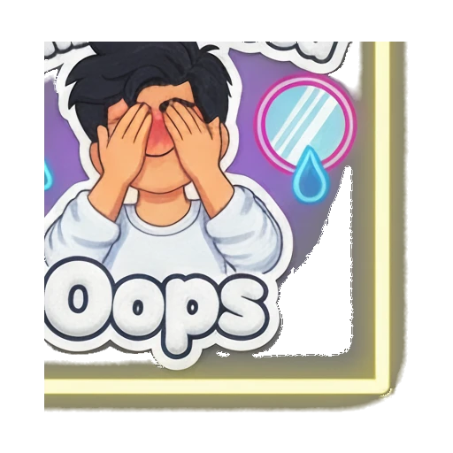 Boy covering face in embarrassment with text Oops Embarrassed Playful Boy Daily Vibes sticker for expressive chats and social replies.