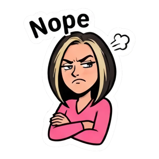 Girl looking annoyed with crossed arms Sassy Girl Daily Vibes sticker for expressive chats and social replies.