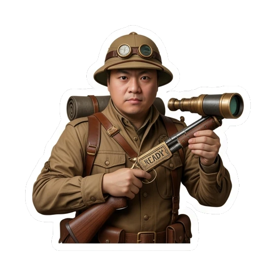 steampunk style man Steampunk Gentleman Adventures sticker for expressive chats and social replies.