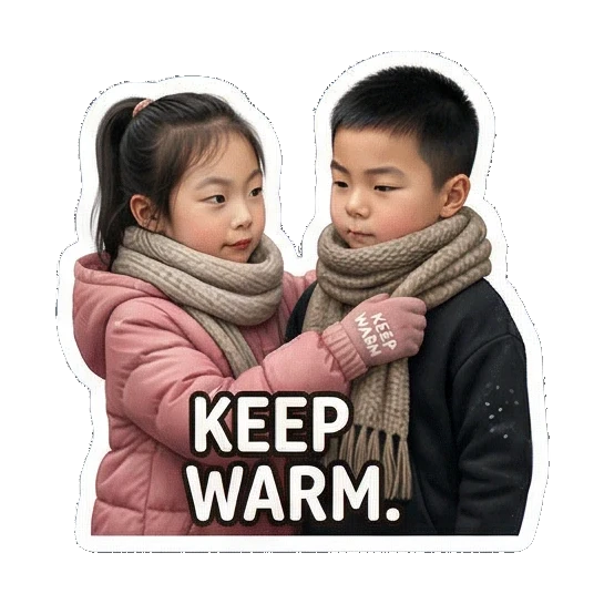 快乐打雪仗 Winter Kids Duo sticker for expressive chats and social replies.