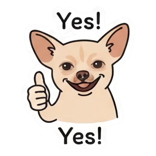 Chihuahua giving a thumbs up with a cheerful expression Chihuahua Moods sticker for expressive chats and social replies.