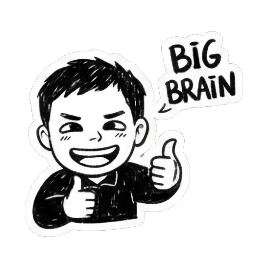 手绘人物比赞BIG BRAIN Doodle Guy's Moods sticker for expressive chats and social replies.
