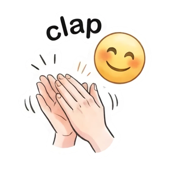 Girl clapping hands with a happy smile. Modern Girl Daily Expressions sticker for expressive chats and social replies.